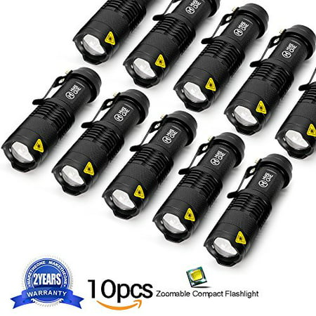 10 Pack Small EDC LED Flashlight 7W 350 Lumen Tactical Zoomable Pocket Torch Portable Flashlights Bulk Best Handheld Light for Home, Car, Office, Outdoor (Best Led Torch Uk)