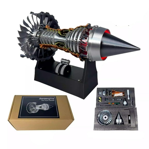 TR900 Turbofan Engine Model - Adjustable Speed Turbojet Engine Simulation for Mechanical Science Education & Decor, 28cm Assembly Version