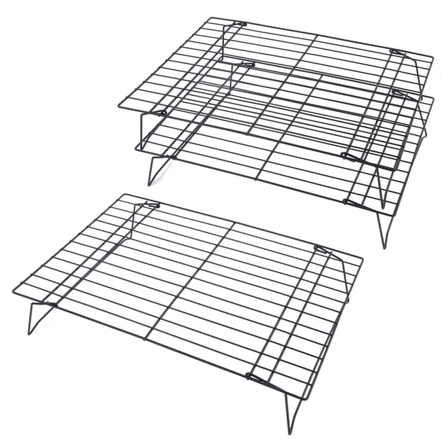 13 Inch Baking Rack, Sturdy Roasting Rack Folding Legs 3 Tier for Pizza for Cake
