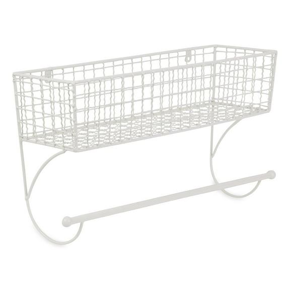 DII Rustic Farmhouse Bathroom Decor, Metal Storage, Large Towel Bar, Antique White