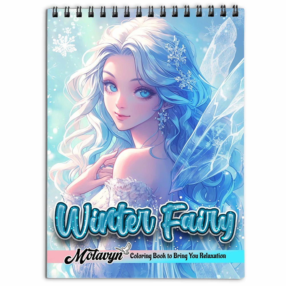 MOTAVYN Winter Fairy Coloring Book for Adults Spiral Bound Soft Cover