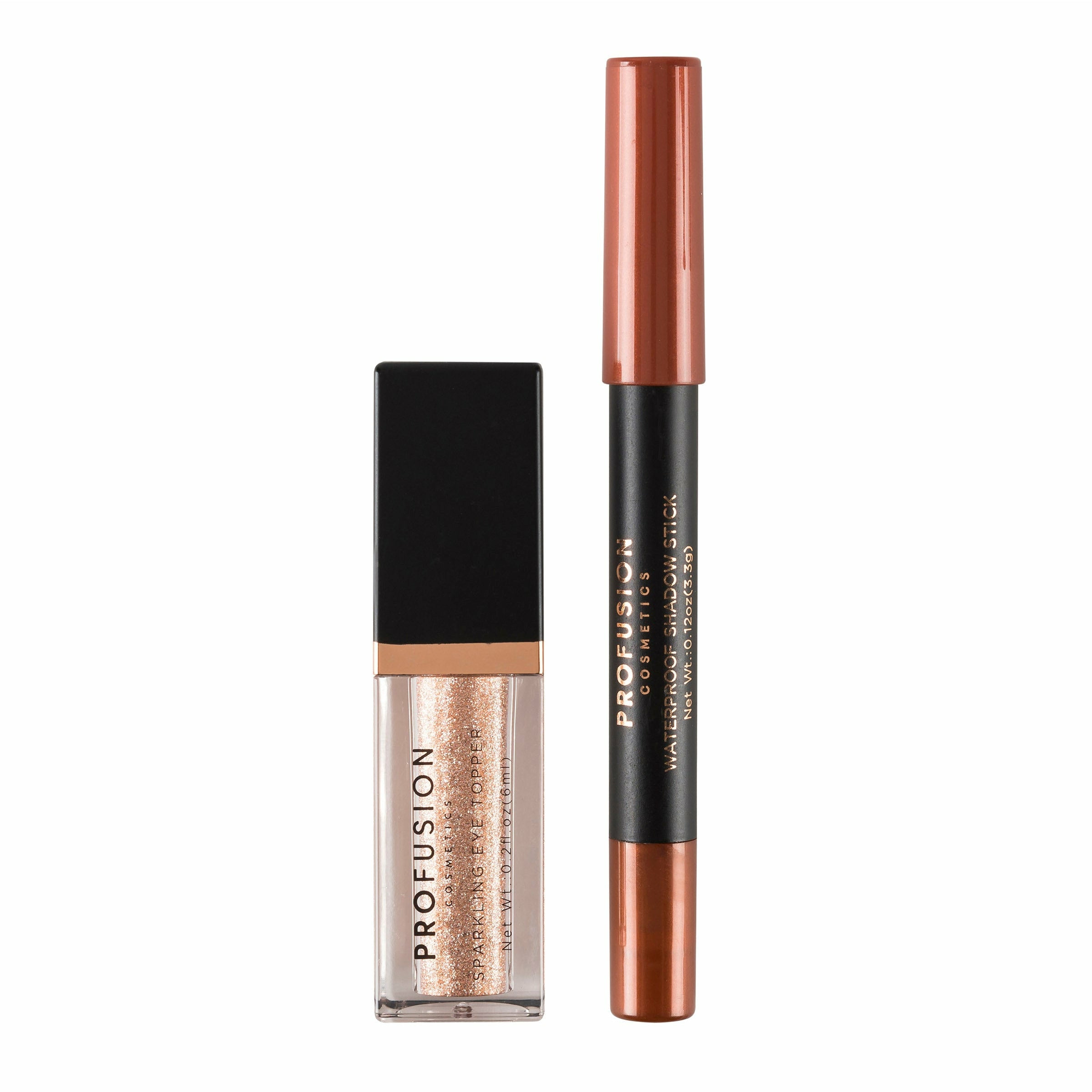 Profusion Cosmetics Eye Sparkler Duo Set, Waterproof Shadow Stick and Sparkling Eye Topper, Glisten