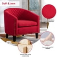 thumbnail image 5 of SESSLIFE Classic Red Leather Upholstered Accent Arm Chair Soft Barrel Club Chairs for Living Room Comfy Single Sofa Office Guest Chatting Chair with Solid Wood Legs and Nailhead for Bedroom, 5 of 7