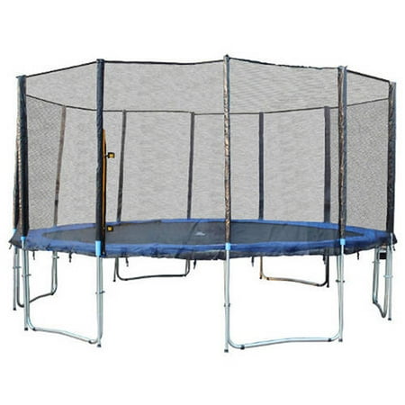 ExacMe 15-Foot Trampoline, with Enclosure and Ladder, Blue