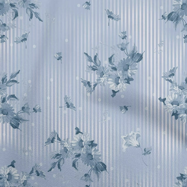 oneOone Polyester Spandex Grayish Blue Fabric Florals Craft Projects Decor Fabric Printed By The Yard 56 Inch Wide