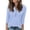 #0401-Light Blue, variant on Womens Split Neck 3/4 Sleeve Tops Loose Fit Button Placket Curved Hem Casual Tops Office Pullovers Gift