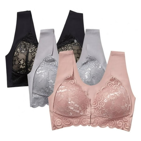 

U-shape Back Thin Bralette Women Thin Section Nursing Bra Front Closure Bra 3/4 Cup Bra Push up Bra Floral Lace Bra Padded Wire Free Bra Vest Type Gather Underwear 3pcs