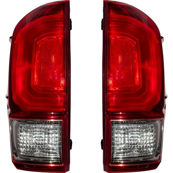 Brock Tail Light for 2016-2019 Tacoma TRD Red Bezel-Smoked Back-Up Light Lens Set 8156004180