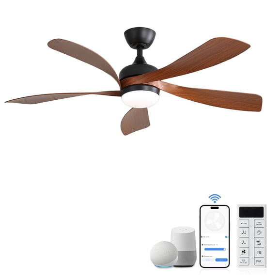 Sofucor 45" Smart Ceiling Fan, Indoor/Outdoor Ceiling Fans with Lights and Remote, Compatible with Alexa/Google/App, 3-Color Light 6-Speed Timing Reversible DC Motor