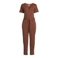 thumbnail image 5 of Time and Tru Women's Short Sleeve Knit Jumpsuit with Belt, 5 of 5