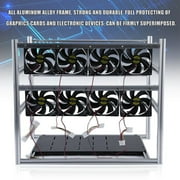 Stackable Design Aluminum Bracket Open Air Mining Frame Portable 12 GPU Mining Rig Case Universal Miner Rig Shelf,12GPU with 8 fans