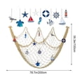 thumbnail image 3 of Gecau Decorative Cotton Rope Fishing Net Wall Hanging with Wooden Nautical Ornaments Starfish Sailboat Anchor for Coastal Beach Themed Home Decor, 3 of 5
