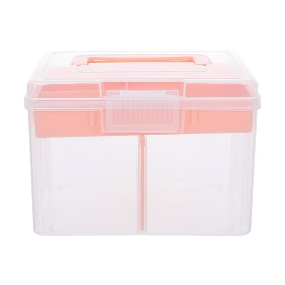 STRANDCHIC Multipurpose Plastic Storage Box Transparent with Removable Tray for Cosmetics