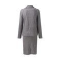 thumbnail image 3 of Vestido de suéter Vestido de punto para mujer Conjunto de dos piezas: suéter de punto y falda de punto midi Conjunto ajustado de 2 piezas Vestido midi Vestido tubo de cuello alto Conjunto, 3 of 5