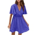 thumbnail image 1 of SMihono Robe d'Été Grande Taille pour Femmes 2023 Mode Imprimée Décontractée Printemps et Été Col en V Manches Courtes Longueur Genou, 1 of 5