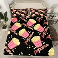 thumbnail image 2 of Manfei Cartoon Popcorn Cinema Twin Sheet Sets,Moive Time Twin Fitted Sheet,Pink Yellow Black Flat Sheet For Kids,Ultra Soft Home Decor,3-Piece, 2 of 7