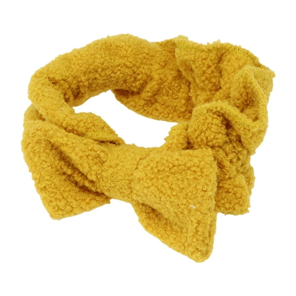 Unique Bargains 1 Pc Fashion Plush Wide Side Knot Bow Headwrap for Women 7.28"x3.15" Yellow