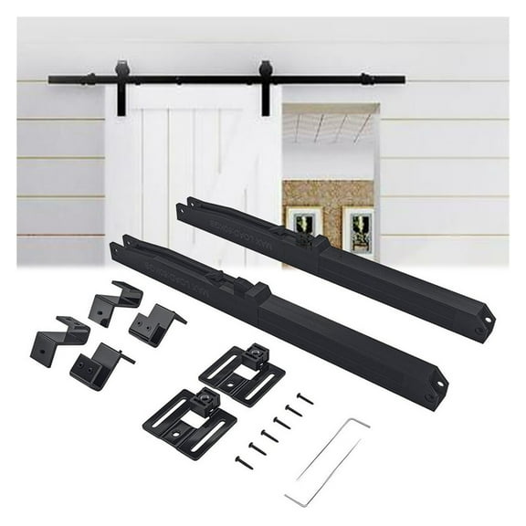 2pc Soft Close Barn Door Hardware Kit, Mechanism For Damper Sliding Barn Door Hardware Track Kit, Hole-Free Room Accessories ,Superior Strength