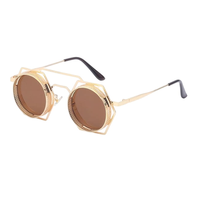 retro Steampunk, parasoles para exteriores, protección , anteojos circulares góticos , anteojos de bloqueo para mujeres y , marrón Sunnimix gafas de sol steampunk