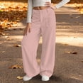 thumbnail image 2 of Xyant Teen Girls Corduroy Wide Leg Pants Kids Baggy Straight Adjustable High Waist Trousers School Pants for Girls (Pink,13-14 Years), 2 of 8