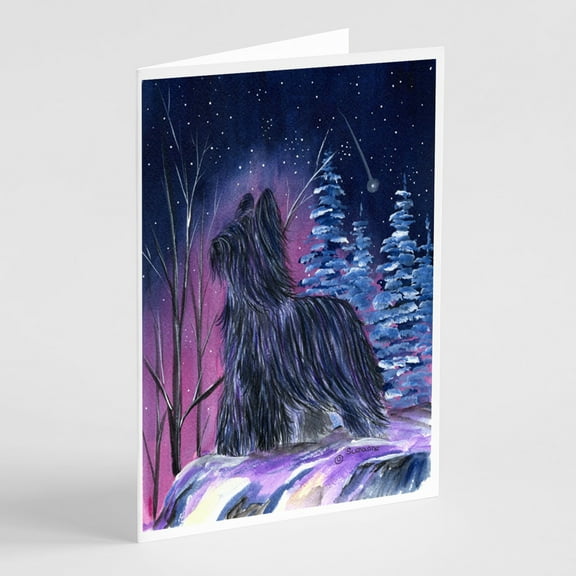 Starry Night Briard Greeting Cards and Envelopes Pack of 8