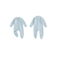 thumbnail image 2 of BemeyourBBs Newborn Baby Girl Boy Spring Fall Winter Clothes Outfit Footed Romper 0 3 6 Months Casual Long Sleeve Lapel Collar Stripes Print Zip Up Footie Jumpsuit One Piece Outfits, 2 of 9