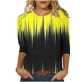 thumbnail image 2 of Fall Saving QUINDOS Shirts for Women 3/4 Sleeve Fall Tops for Women 2025 Loose Crew Neck Casual Tie Dye Yellow Tops, 2 of 5