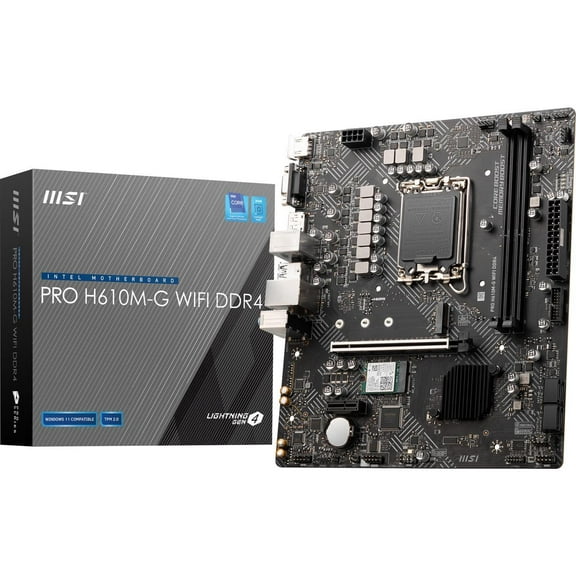 MSI H610M-G DDR4 Gaming Desktop Motherboard - Intel H610 Chipset - Socket LGA-1700 - Pentium Gold, Celeron, Core Processor Supported - 64 GB DDR4 SDRAM Maximum RAM - DIMM - 2 x Memory Slots - Gigab...