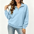 thumbnail image 6 of Women's Half Zip Pullover Sweatshirt Oversized Long Sleeve Mock Neck Casual Top with Collar Solid Color Relaxed Fit Fleece Jumper, 6 of 7