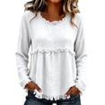 thumbnail image 2 of Harpily Long Sleeve Shirts for Women Crew Neck Loose Fit Tops with Tassel Fringe Womens Blouses for Daily Leisure Vacation Outfits, 2 of 3