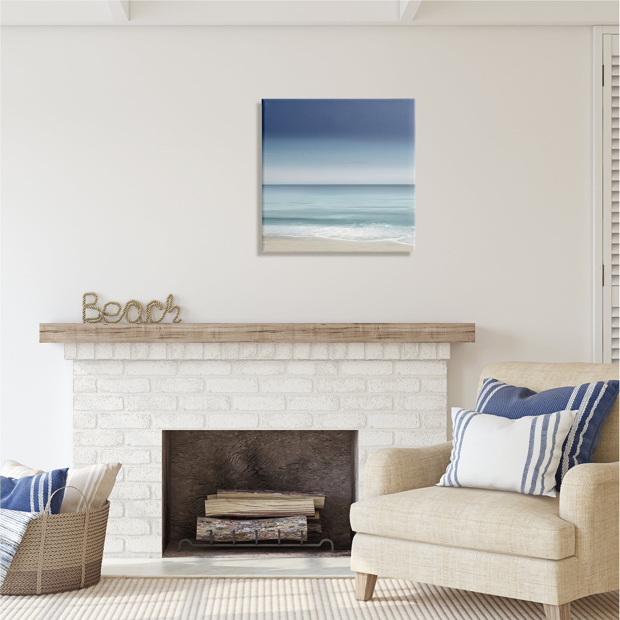 Stupell Industries Blue Coastal Gradient Sky Nature Painting Gallery Wrapped Canvas Print Wall Art, 24 x 24