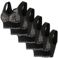thumbnail image 3 of dazeni Women's Lace Trim Sport Bras No Underwire Push up Wide Strap Full Coverage Bralette U Back Workout Yoga Crop Tank Tops Bras Regular and Plus Size, 3 of 4