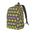 thumbnail image 1 of Disketp Mardi Gras print Canvas Backpack Lightweight Travel Daypack Student Rucksack Laptop Backpack-Medium, 1 of 5