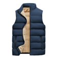 thumbnail image 5 of JTieacloth Casual Warm Coat Men's Casual Fleece Vest With Zipper Stand Collar Vest With Pocket Blue, 5 of 5