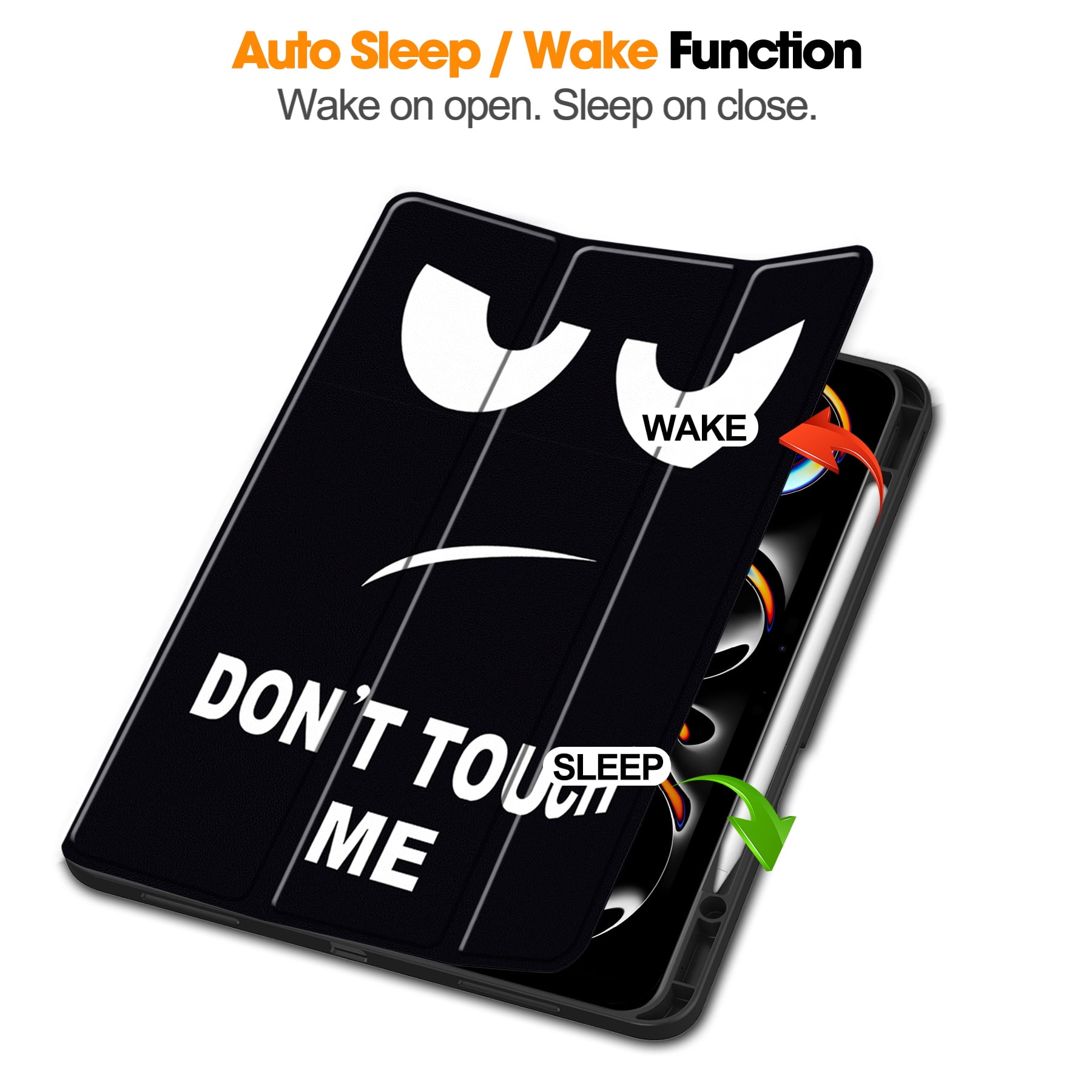 ShellTech Case for iPad Pro 13 inch 2024 with Pencil Holder,Slim Leather Smart  Auto Wake/Sleep Cover Full Body Protective Trifold Stand Soft TPU Back Case For iPad Pro 13" 2024,Eyes