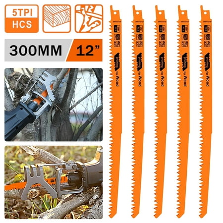 

AoHao 5Pcs 11.8 Inch Reciprocating Saw Blade Set High Carbon Steel Assorted Pruning Saw Blade Sharp High Precision Cutting Saw Blades for Cutting Wood Plastic PVC Pipe Metal