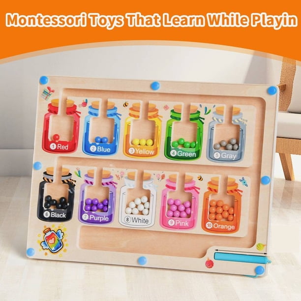 Tablero a juego de colores, juguete educativo Montessori, laberinto de números, juguetes para niños