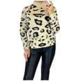 thumbnail image 1 of ICHUANYI Clearance Women's Lazy European American Academic Style Leopard Print Half High Collar Pullover Sweater Loose Long Sleeved Woolen Top Women's Clothing(Black, S) ICHUANYI WER2023081512522, 1 of 4