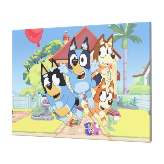 Saiise Bluey Frameless Canvas Wall Art - Contemporary Abstract Artwork for Home, Office & Living Room - Easy to Hang, Vibrant Colors, Ideal Gift Idea- 12"x16"