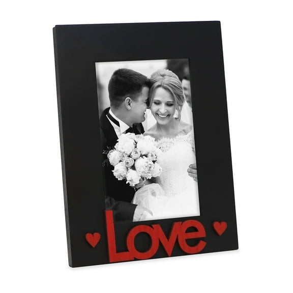 Isaac Jacobs 4x6 Black/Red “Love” Picture Frame for Tabletop Display