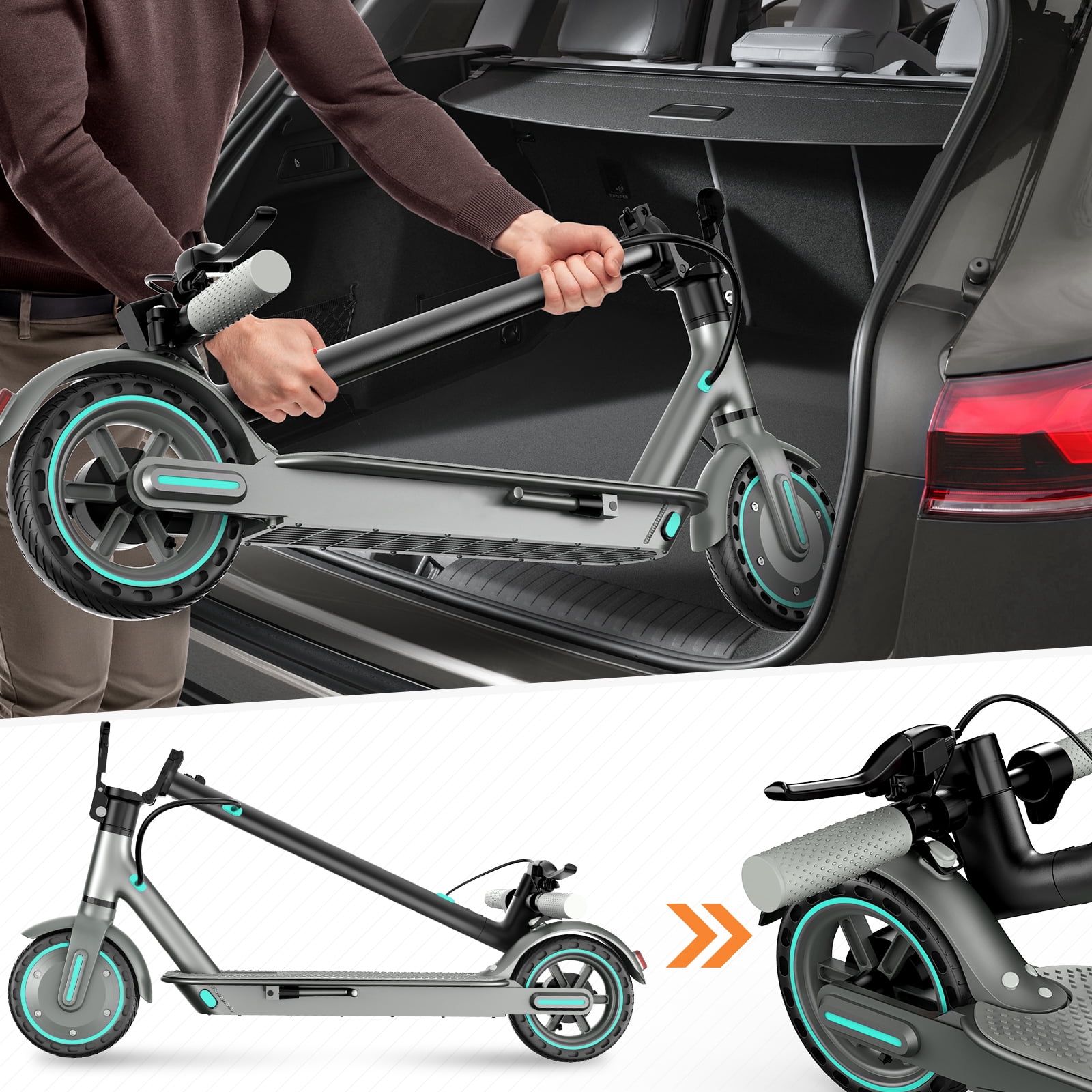 Electric Scooter for Adults - 350W Motor 8.5" Solid Tires, up to 19MPH and 16Miles Long-Range Portable E Scooter
