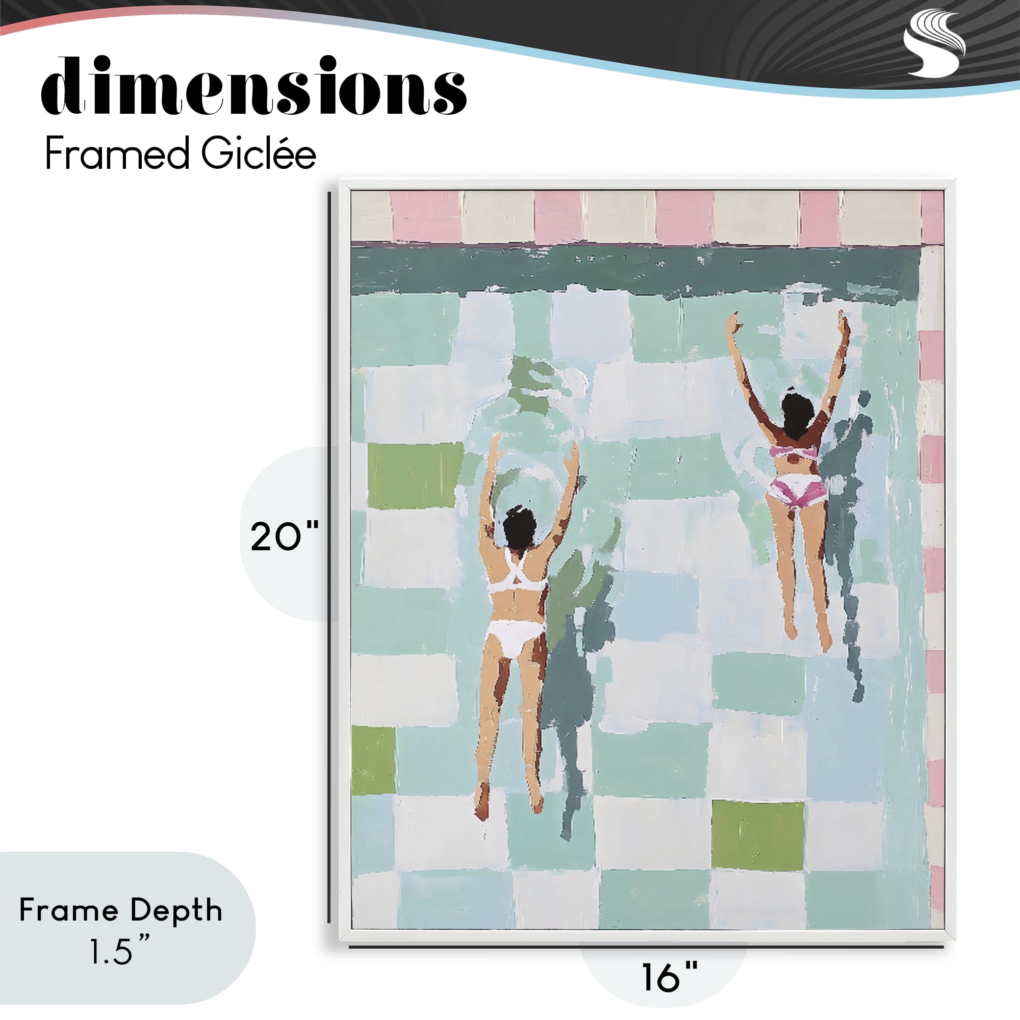 Stupell Industries Twin Swimmers in Pool White Framed Giclee Art, design by The Prints Vibe