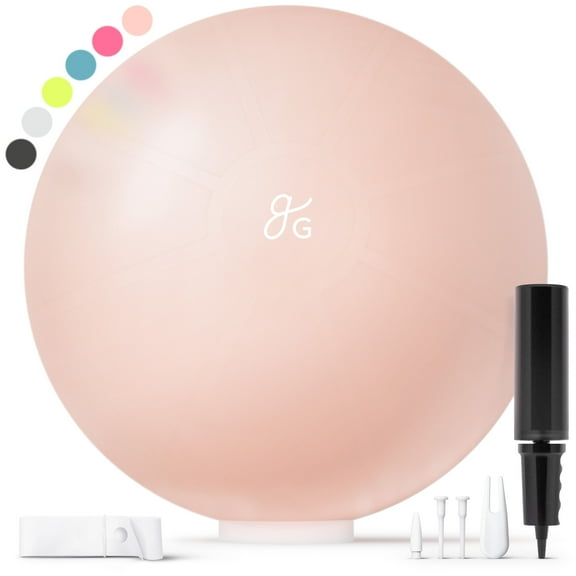 Greater Goods Professional Exercise Ball - 55cm Yoga Ball for Balance, Stability, Pregnancy, and Home Workouts - Anti-Burst, Non-Slip, Blush Pink