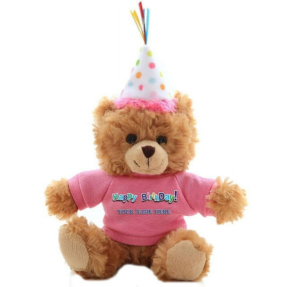 Plushland Plush Teddy Bear 6 Inches - Mocha Color for Birthday, Personalized Text, Name on T-Shirt, Party Favors Gift for Kids, Boys, Girls
