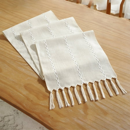

LYCAQL Farmhouses Hand-woven Tasseled Cotton Table Decoration Suitable For Holiday Parties 13 x71