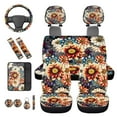 thumbnail image 6 of Binienty Boho Dahlia Floral Car Seat Covers Full Set Universal Automotive Seat Covers with Steering Wheel Cover Stretchy Armrest Pad Removable Headrest Pad Cloth Cover Washable Car Interior Set of 14, 6 of 8