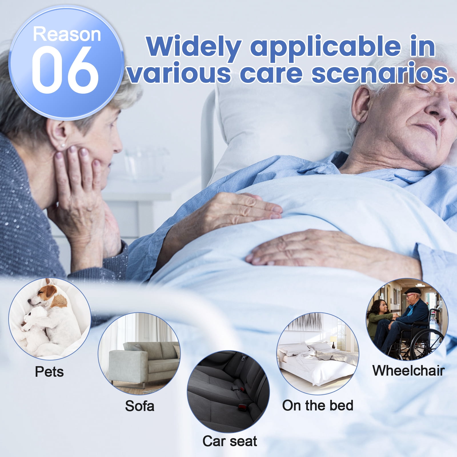 Gray & Blue Washable Reusable Incontinence Bed Pads (4-Pack) - 17.7"x17.7" (45x45cm) Waterproof Underpads for Adults, Elderly, Kids, Pets - Leakproof Protective Pads for Bed, Sofa, Floor, Car Seat