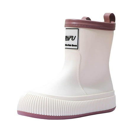 

Quealent Girls Rain Boots Cute Cartoon Non-slip Rain Boots (White 8 Years)