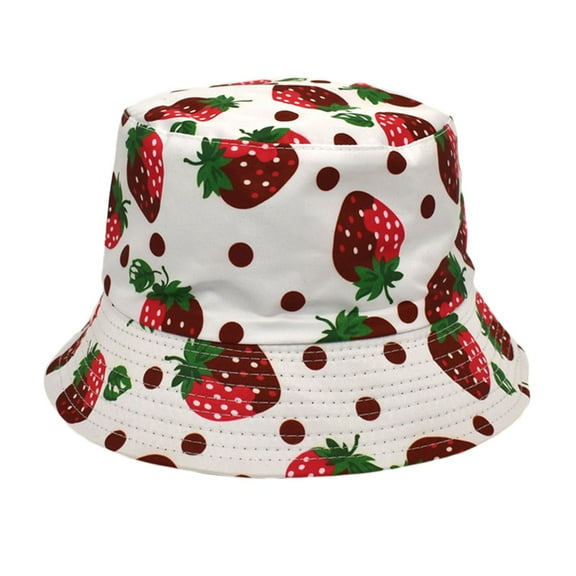 ZSQDM Strawberry Printed Fisherman's Hat Ladies Fresh Visor Hat Men's Outdoor Casual Double Sided Hat beanie of Men Solar Fan Hat Bucket Hats Baseball Caps for Men
