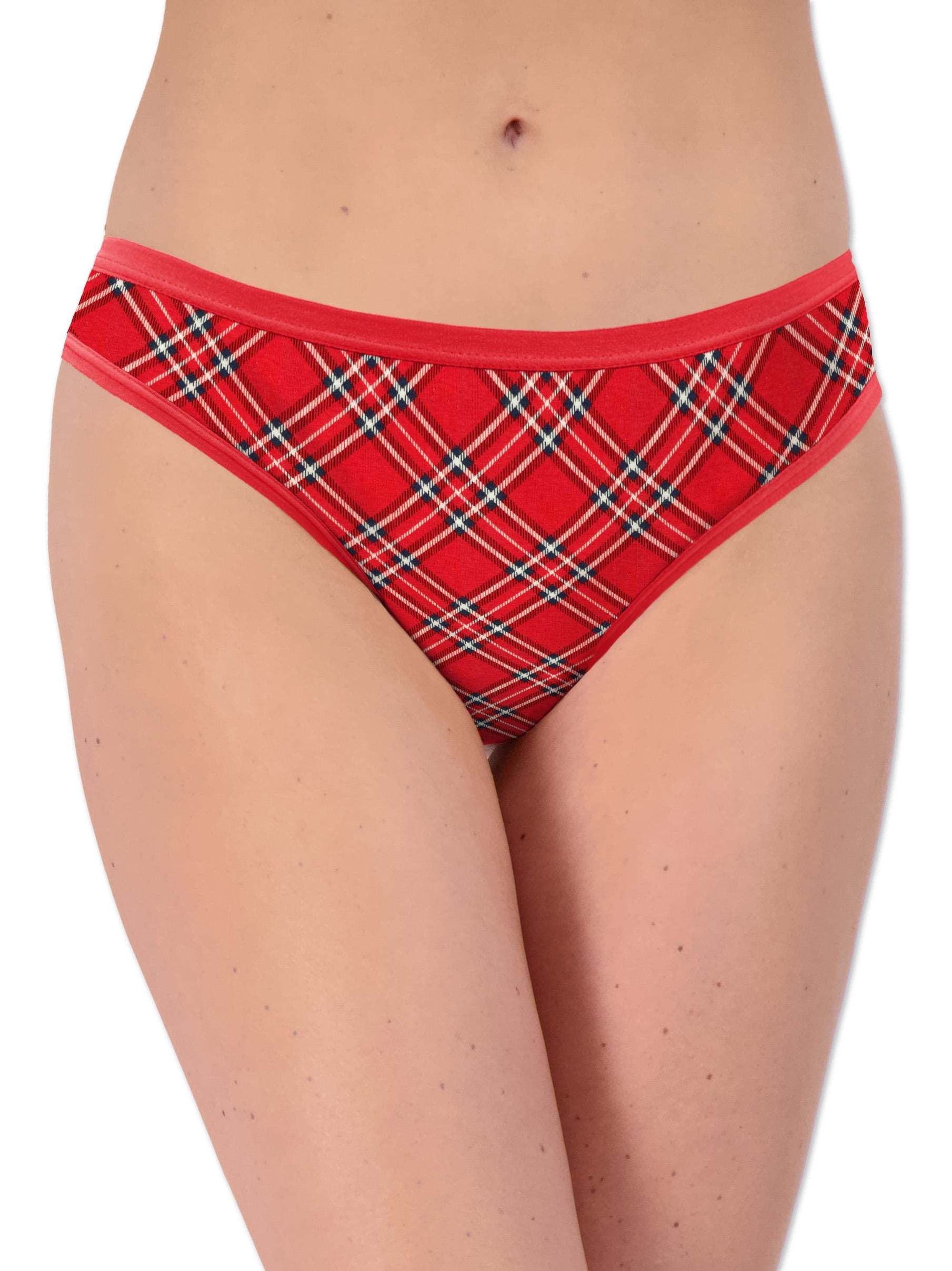 Holiday Time Women's Christmas Jersey Thong, Underwear 7 Pack, S-XXL